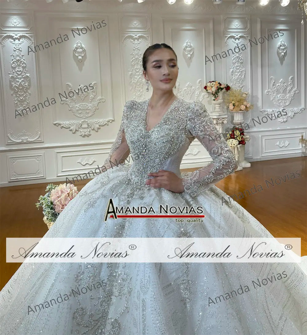 Customized NS4976 Beautiful V-neckline Beading Wedding Dress 2026 New Design Real Photo