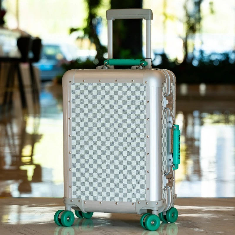 Aluminum Magnesium Alloy Rolling Suitcases — Silver | KIMLUD