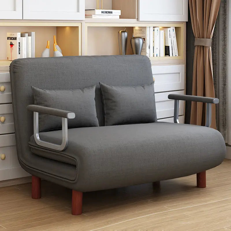 Foldable Metal Sofa Bed Dual-Purpose — Orange | KIMLUD