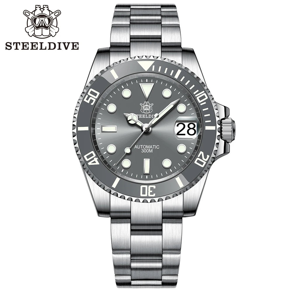 SD1953 New In Gray Dial Stainless Steel NH35 Watch Steeldive 41mm STEELDIVE Brand Sapphire Glass Men Diver Watches reloj hombre