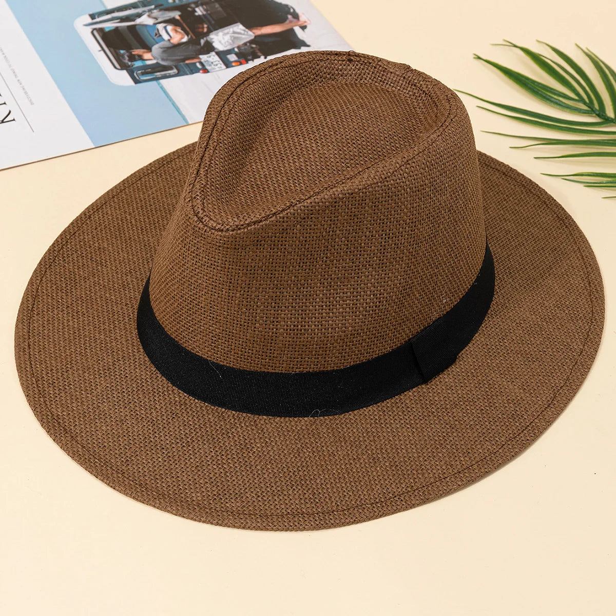 Panama Straw Premium Wide Brim Solid Hat — Beige | KIMLUD