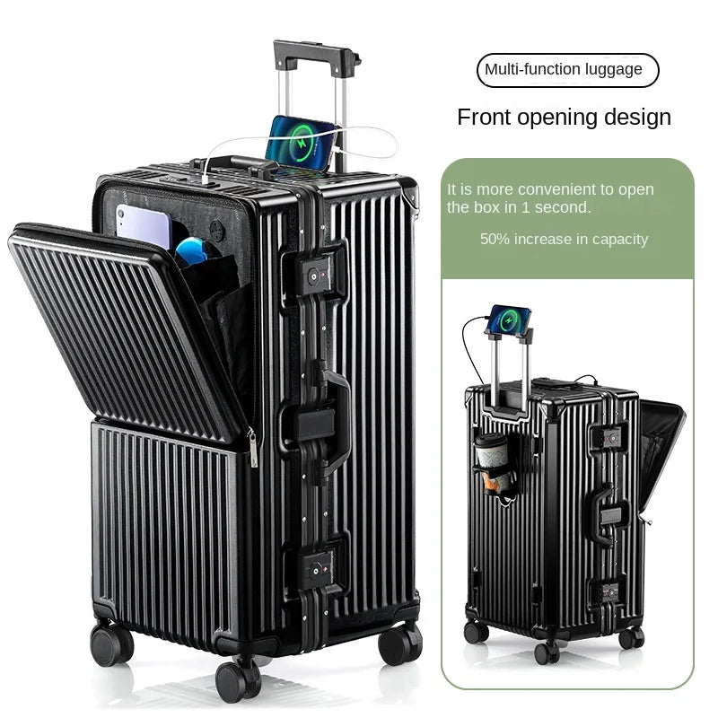 Front Opening Suitcase Aluminium Frame Large Capacity Carrier 28-inch Oversized Luggage 20 inch Trip Cabin Travel Case 2025 New