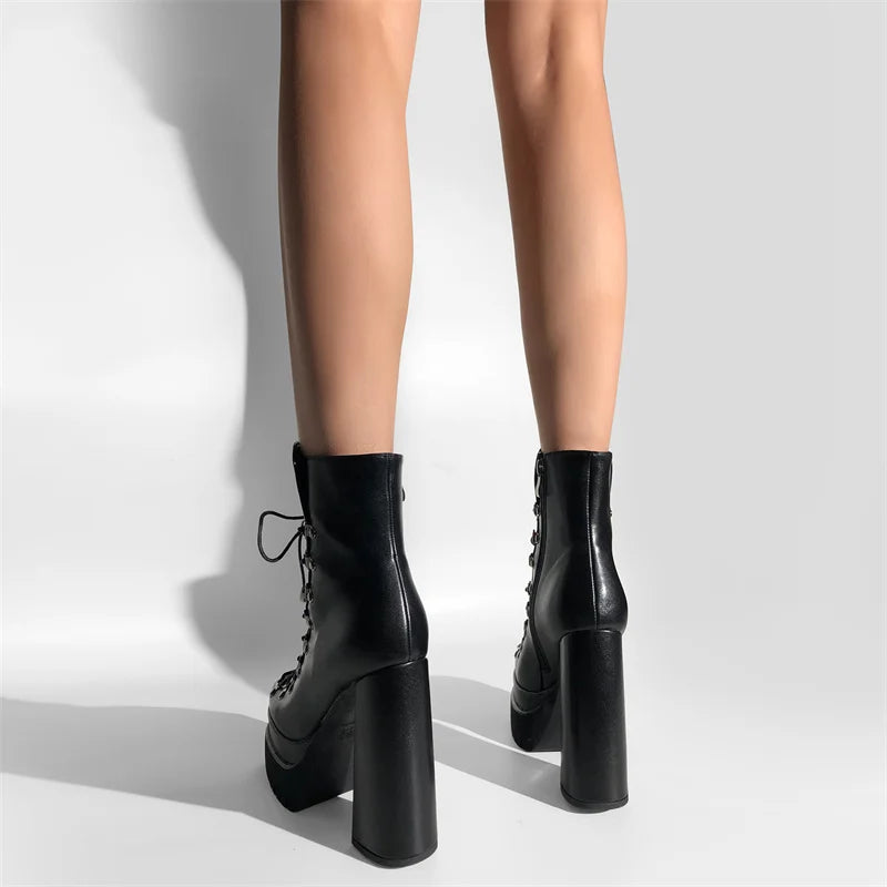 Ankle Boots - Double Platform - Platform Silhouette - Matte | KIMLUD