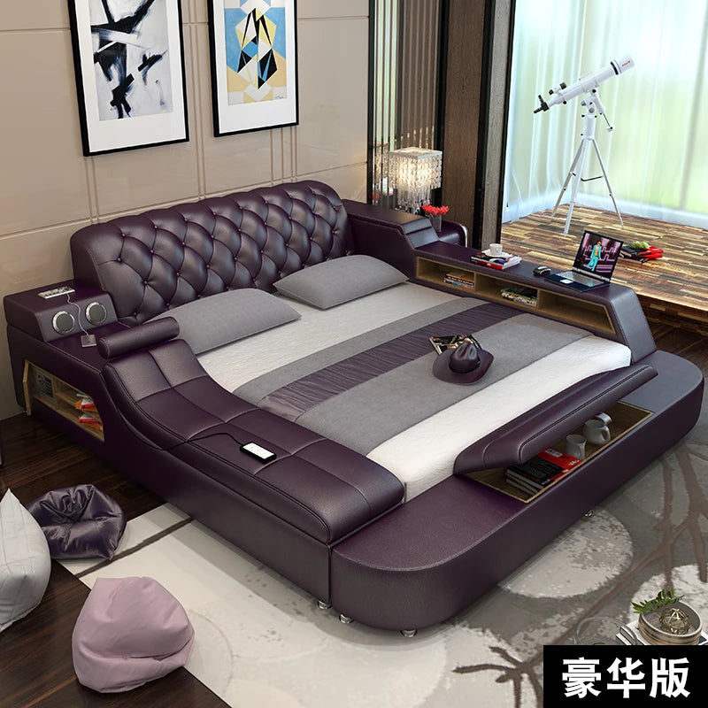 Massage chair double beds frame headboard frame twin luxury multifunctional beds king size storage modern bedroom furniture