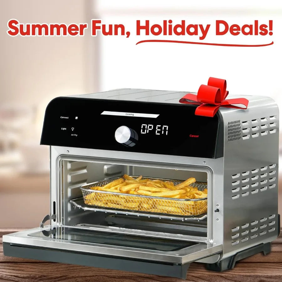 19QT 18L Toaster Oven Air Fryer with 10in1 Functions for Home Kitchen Fits 12 Pizza Ideal for Crisping Broiling Baking Roasting