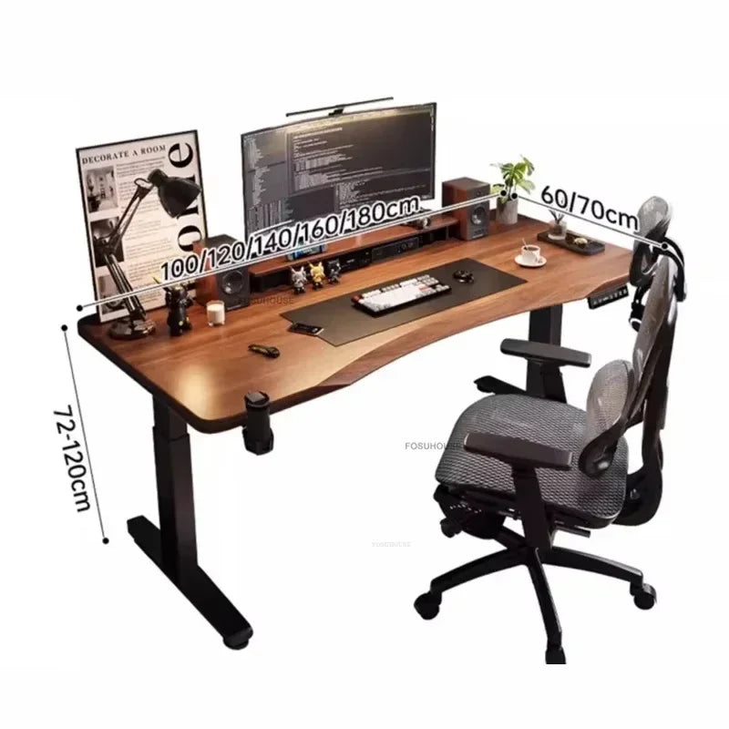 Nordic Pine Wood Standing Desk Electric Lift With Quiet Motor And Cable Management — Natural Pine | KIMLUD