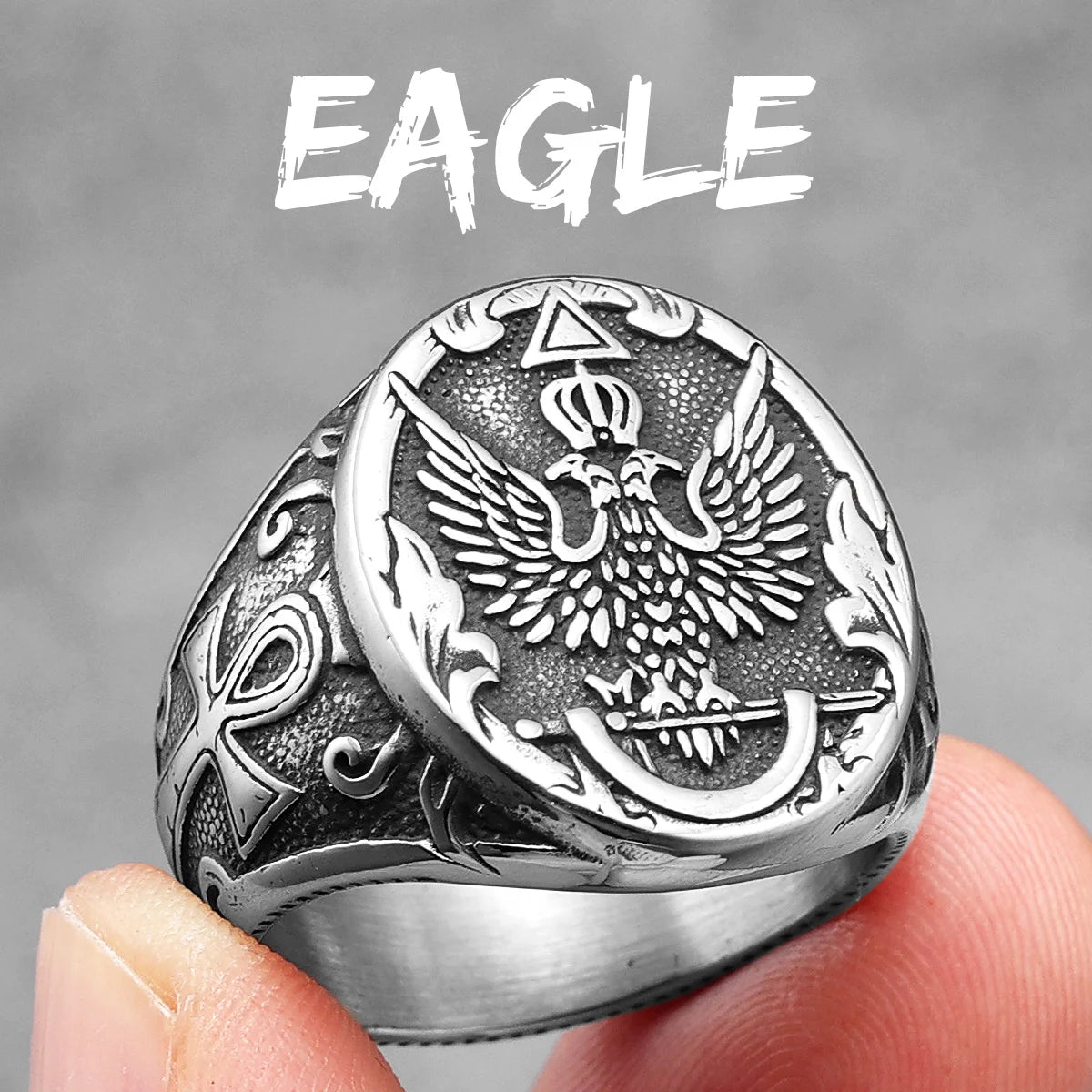 Double-headed Eagle Stainless Steel Men Rings Punk New In For Male Women Fashion Jewelry Creativity Gift Wholesale Dropshiping