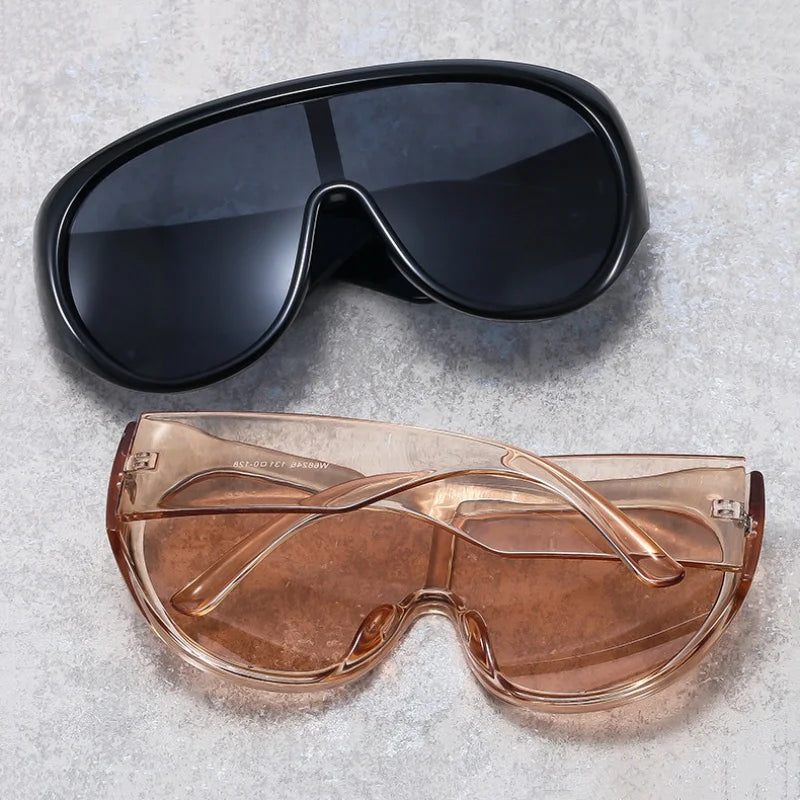 Retro Big Frame Sunglasses Square Pilot — Tea Color | KIMLUD