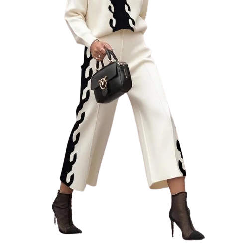 Krisstargirl 2025 New Knitting Straight Leg Woman Pants Autumn High Waisted Casual Simple Warm Strecth Women's Long Trousers