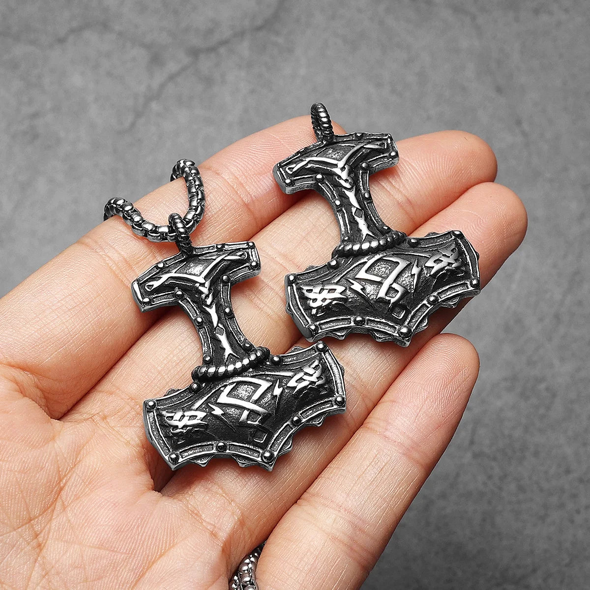Viking Retro Thor's Hammer Men Necklaces With Pendant Stainless Steel Jewelry For Male Women Punk Hip Hop Accessories Gifts