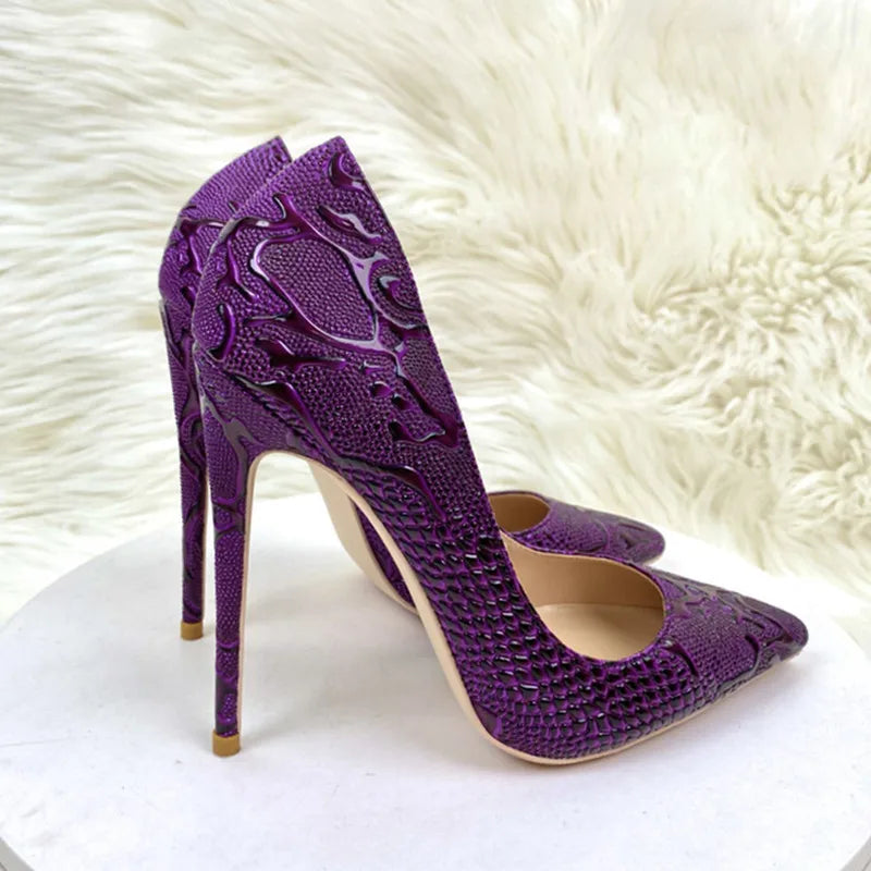 Pumps – Pointed Toe Slip On – Microfiber – Purple | KIMLUD