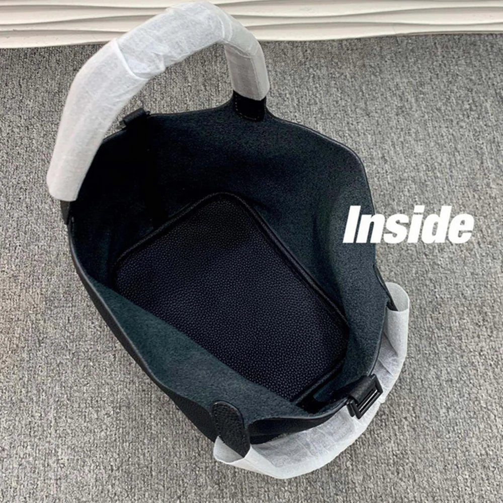 KIMLUD, Various Genuine Leather Luxury Bag Fashion Women's Handbag Vegetable Basket Style Portable Women Bucket Bag with Lock, KIMLUD Womens Clothes