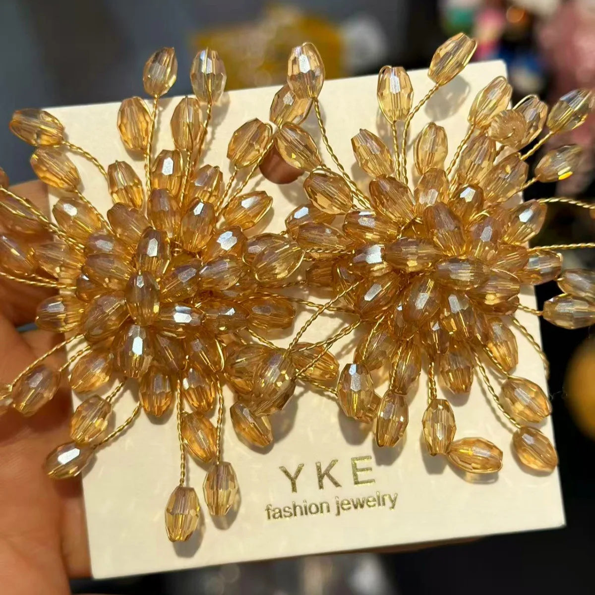 Sparkling Snowflake Earrings Zircon Beaded Flower — Crystal | KIMLUD