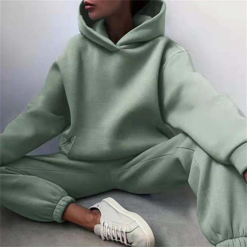 Oversized Laminated Solid Tracksuit Set — Beige | KIMLUD