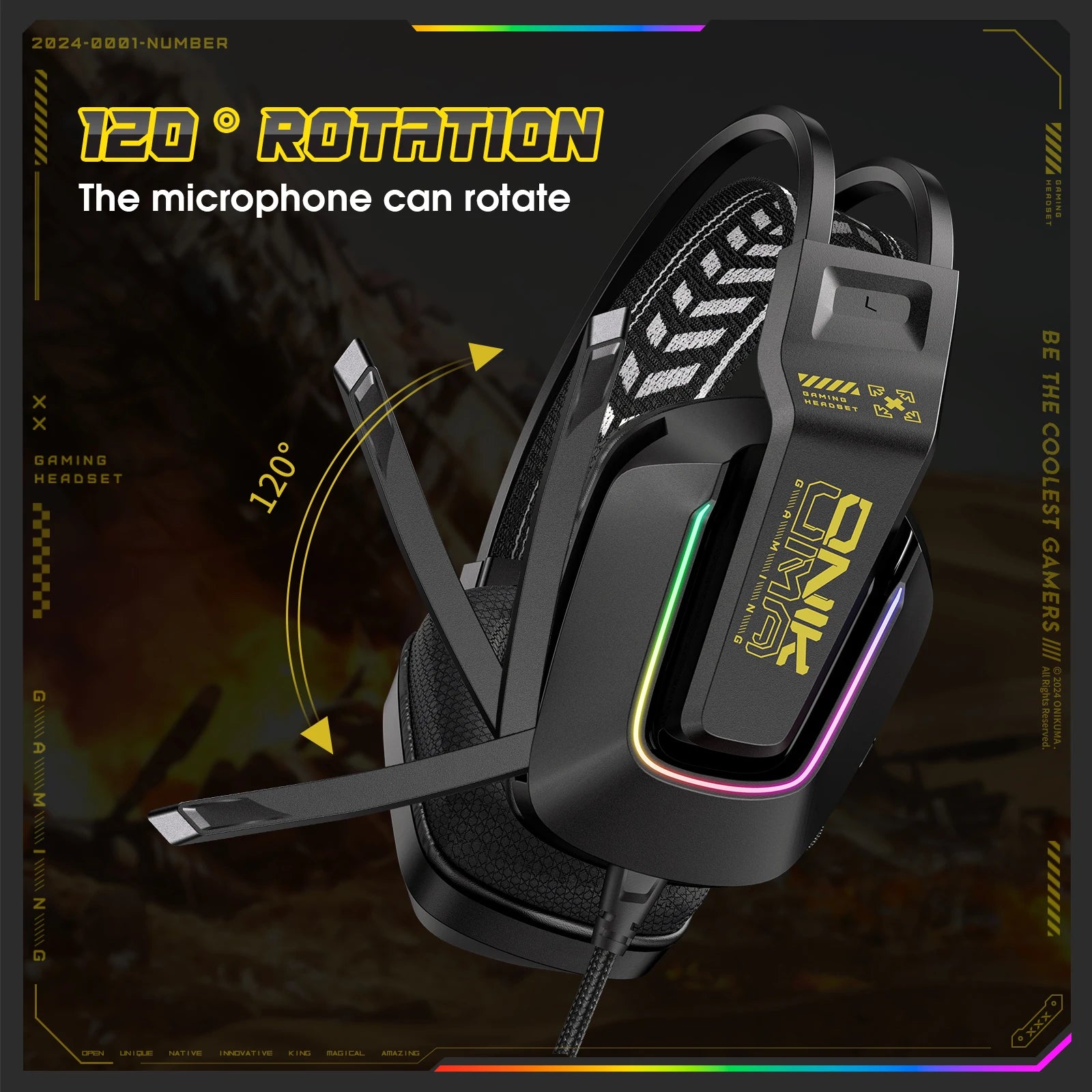 KIMLUD, ONIKUMA X13 Wired Headphone with Mic RGB Gaming Headset Over Ear HIFI Stereo Headsets Gamer Earphones for PC PS5, KIMLUD Womens Clothes