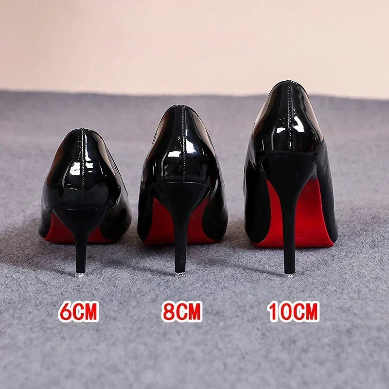 Heels – Pointed Toe – Patent Leather – Red | KIMLUD