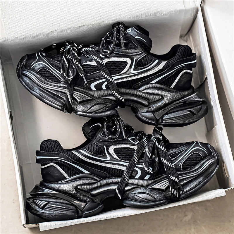 Men's Dad Shoes – Height Increase Sole – Mesh Upper – Multi-Strap | KIMLUD