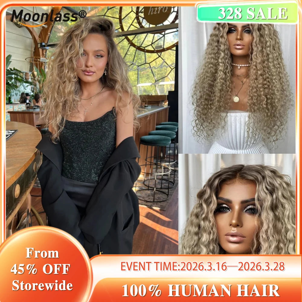 Moonlass 260 Density Pearlescent Twilight 100% Virgin Hair Wig Kinky Curly 5x5 Glueless Wig Effortless Morning Routine Wigs