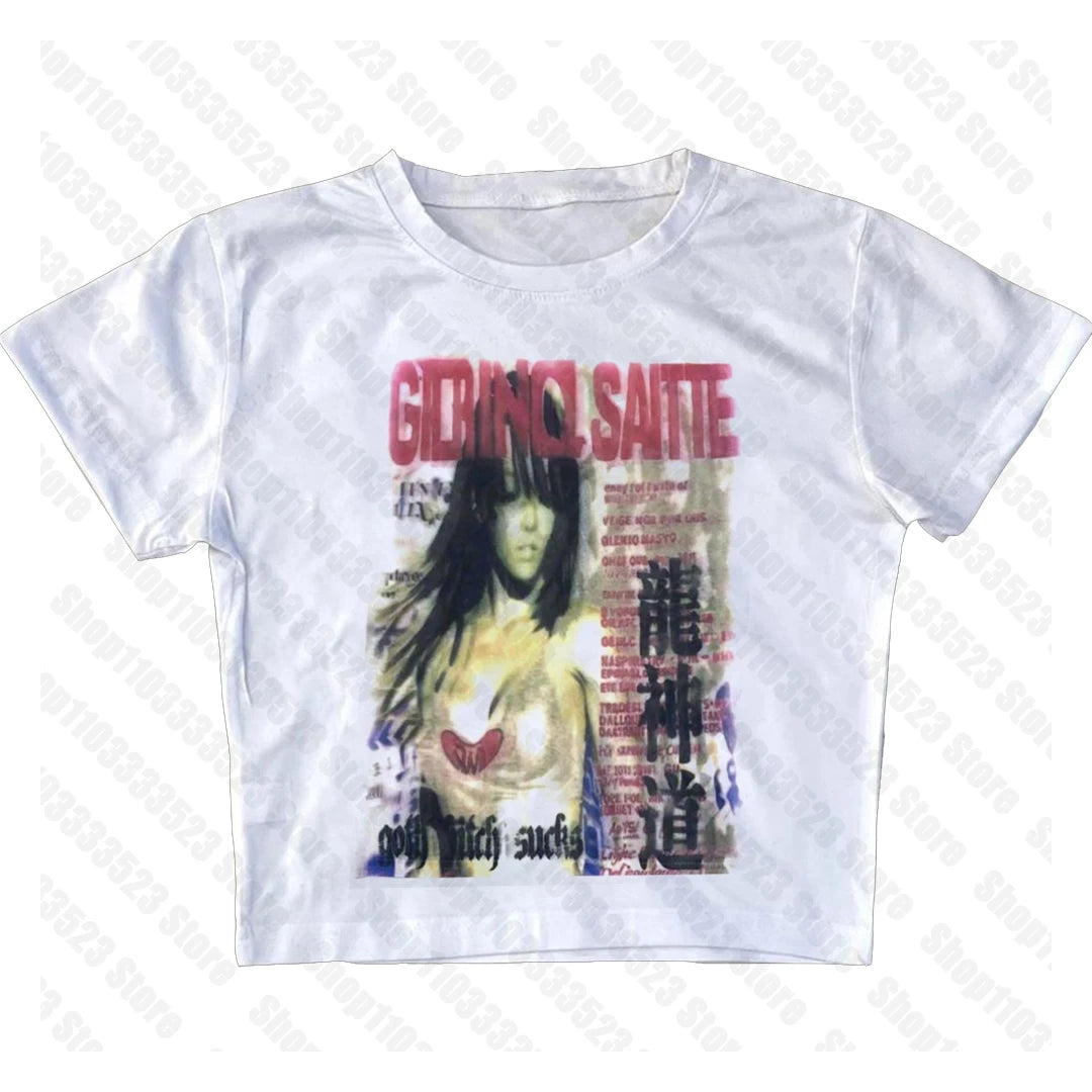 T-Shirt – Graphic Y2K Style – Polyester | KIMLUD