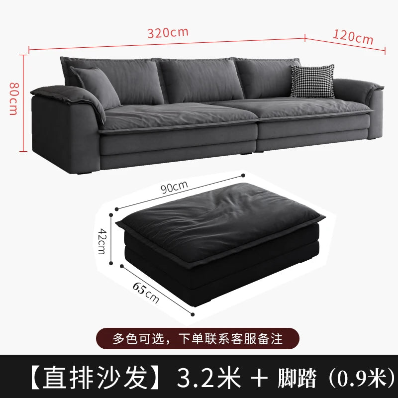 Nordic Minimalist L-Shaped Sectional Sofa Cloud Cushions — Charcoal Gray | KIMLUD