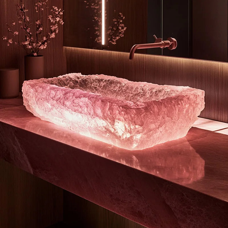 Resin dream crystal stone wash basin custom sales office model room bathroom single basin art table basin