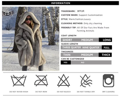 Fox Fur Coat – Hooded Full Pelt Fox Fur – Cotton Fabric | KIMLUD