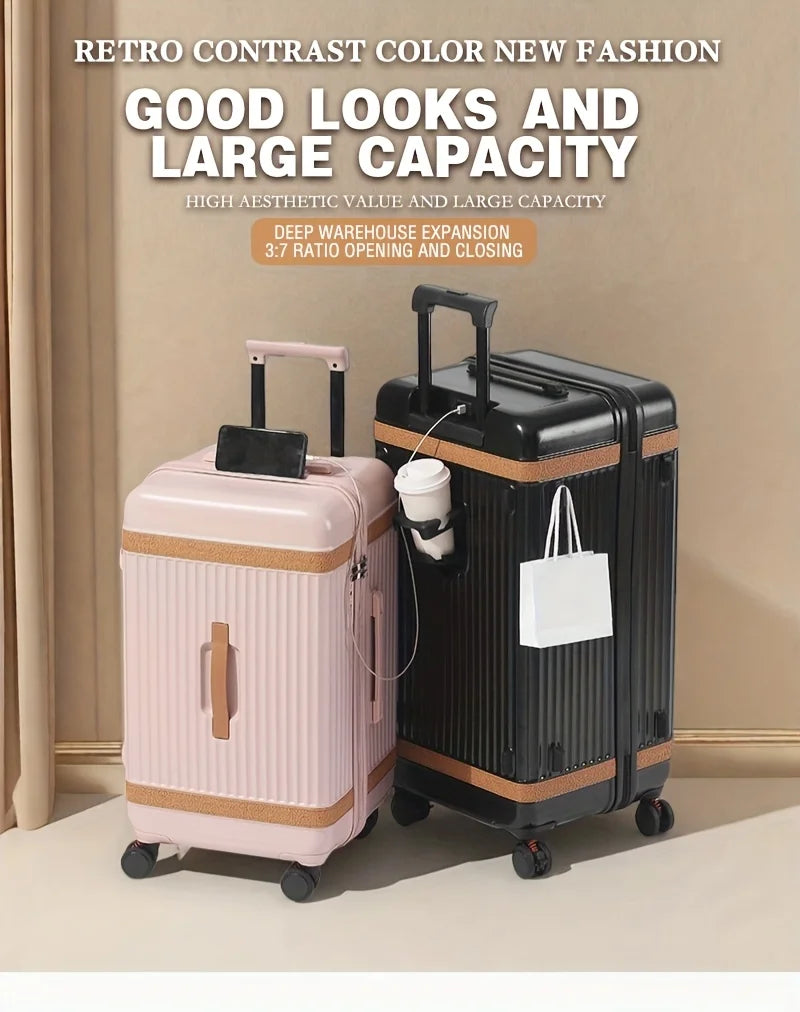 Hardshell ABS+PC Suitcase Large-Capacity With USB Port — White | KIMLUD