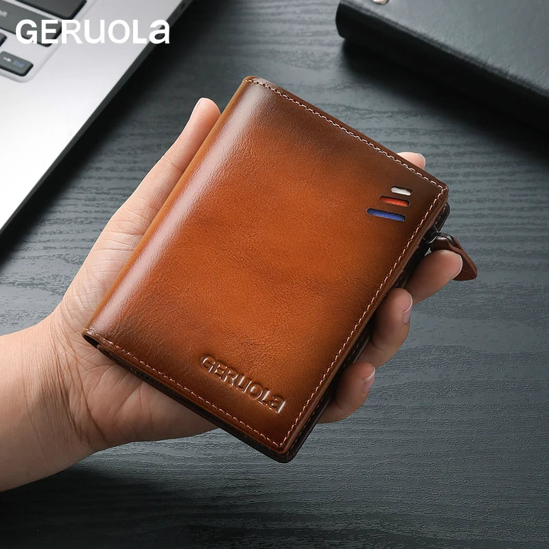 Men's Leather Wallet – Zipped Coin Pocket – RFID Protected – Cowhide | KIMLUD