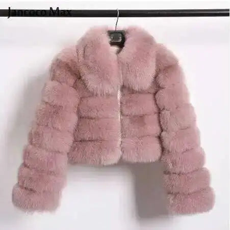 DEAT Fashion Women's Faux Fur Coat Lapel Zipper Long Sleeves Loose Thick Imitation  Fur Short Jacket Winter New 7AB6103
