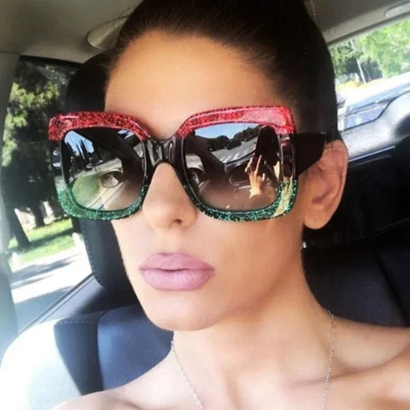 Oversized Glitter Plastic Sunglasses — Multicolor | KIMLUD