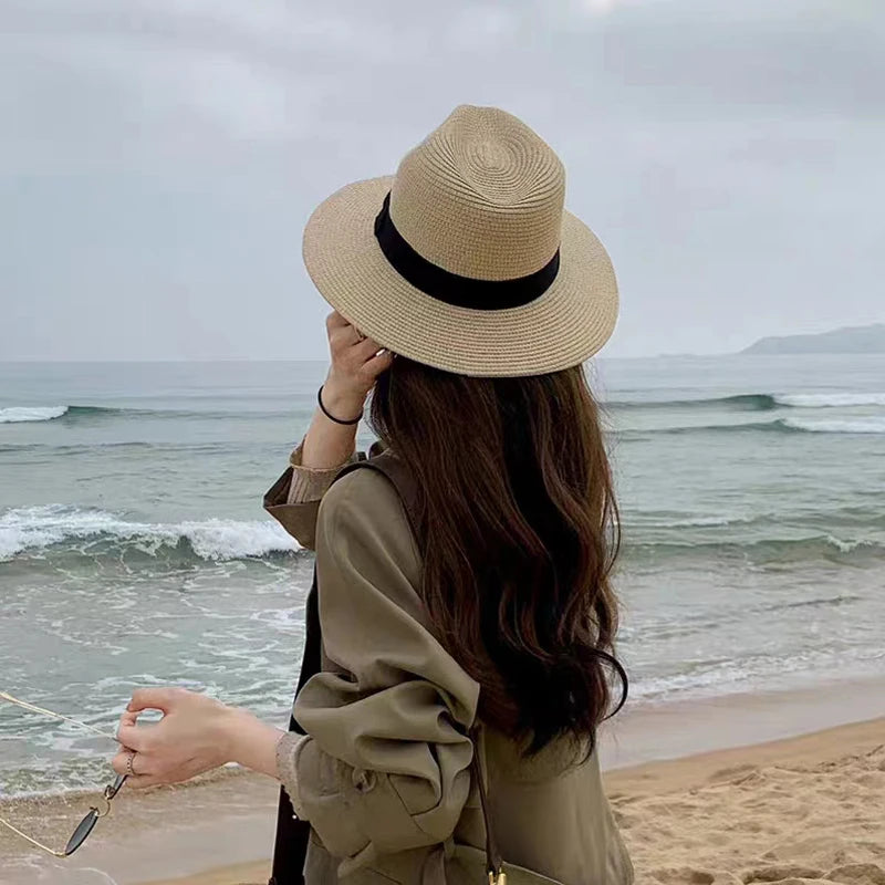 Panama Straw Wide Brim Elegant Hat — Natural | KIMLUD