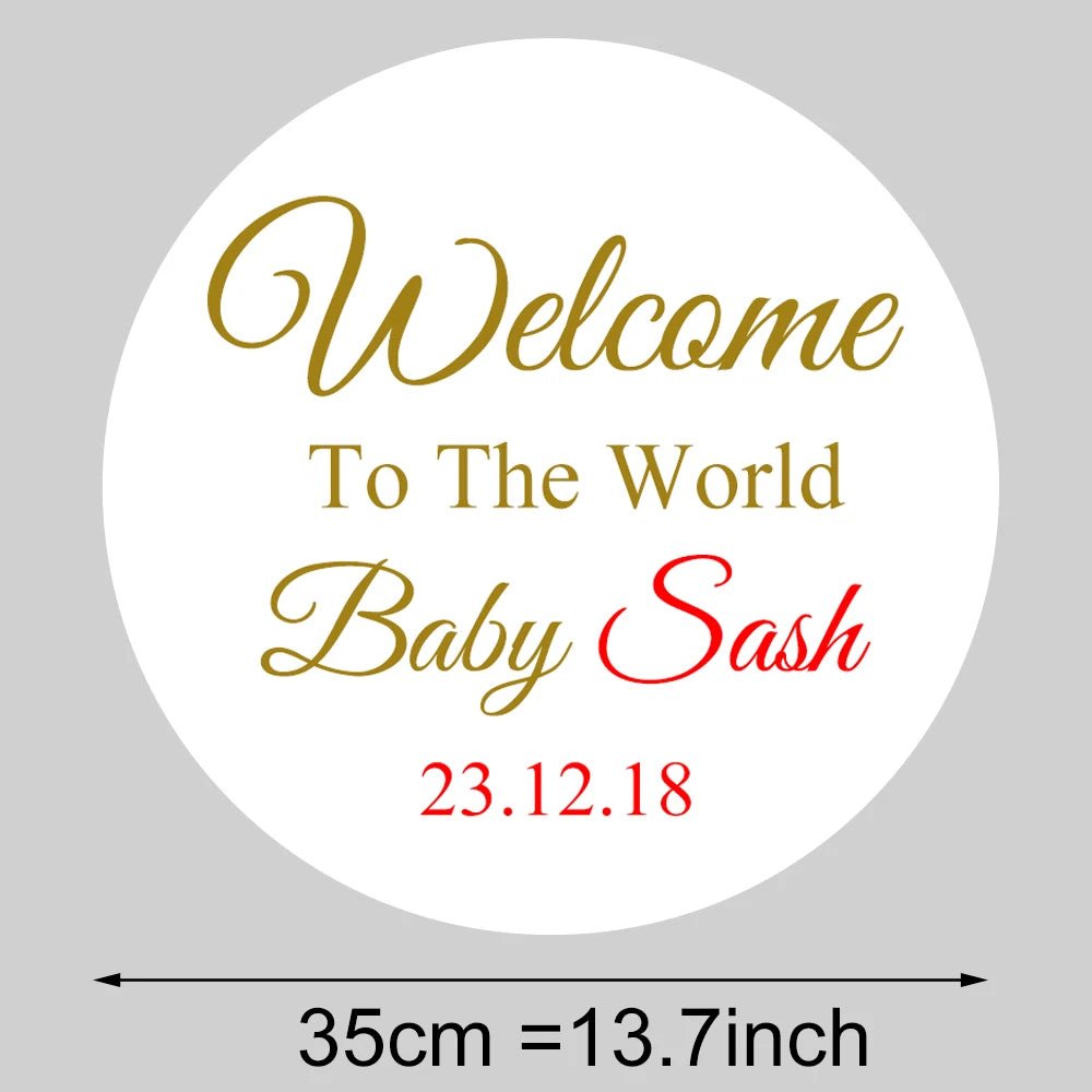 Round Custom Welcome Sign Board 35x35cm Personalized Welcome Baby Shower Sign for Birthday Decoration Baby Shower Party Decor - KIMLUD