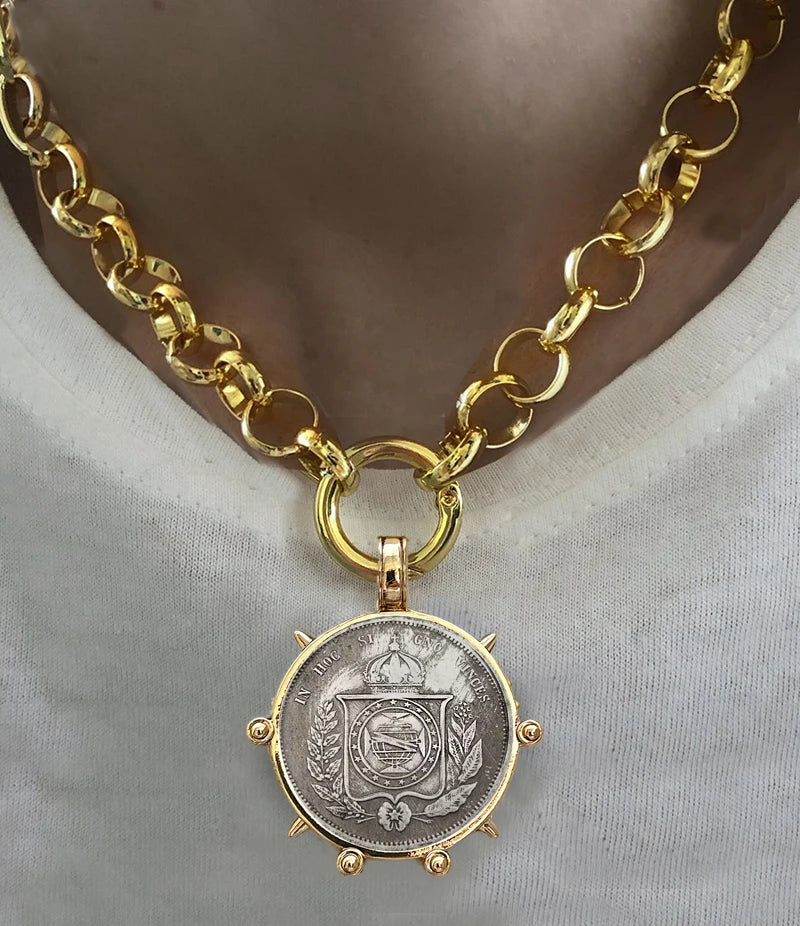 Copper Orla Coin Pendant Necklace — Copper | KIMLUD