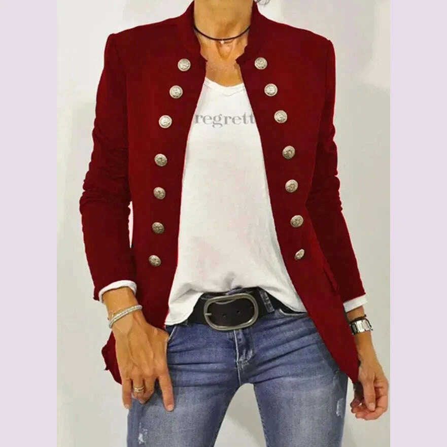 womens-solid-color-stand-up-collar-cardigan-button-decoration-casual-jacket-autumnwinter-2024-autumn-kimlud-kimlud-33920937