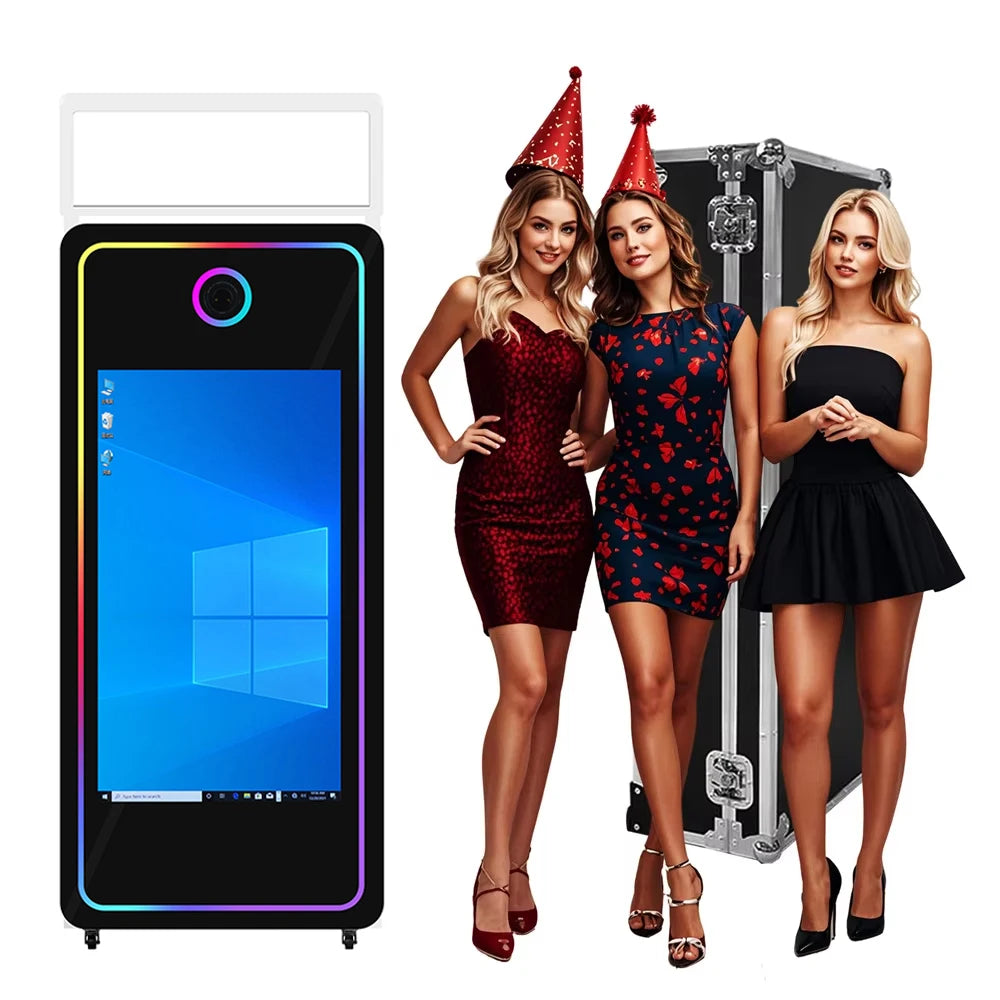 Photo Booth 70inch Magic Mirror Photo Booth with 43inch Touch Screen Magic Photo Booth Flight Case For Wedding Party Activity