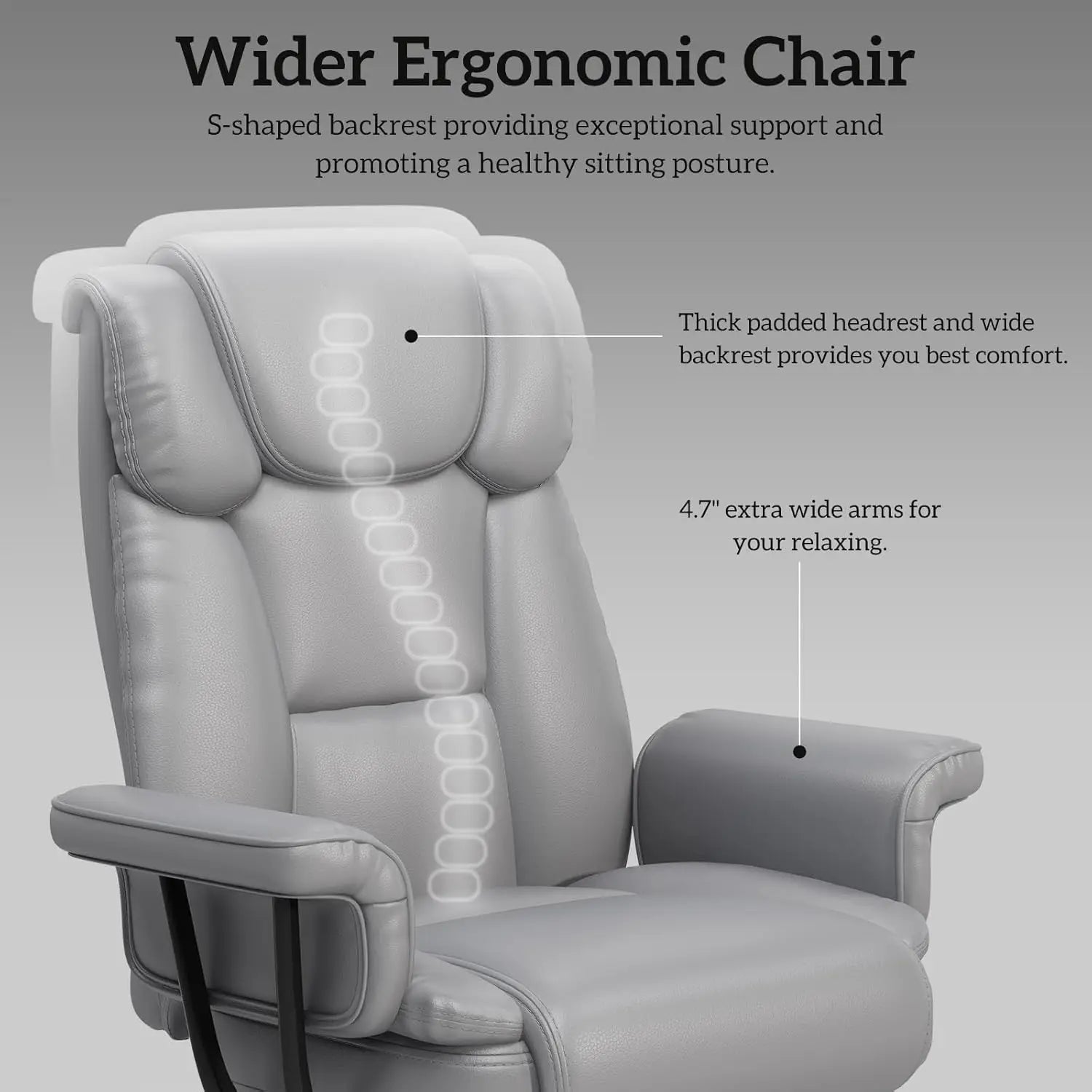 Criss Cross Chair with Wheels, 160°Big and Tall Reclining Office Desk Chair with High Back, Wide Seat, Arms, Footrest, Grey