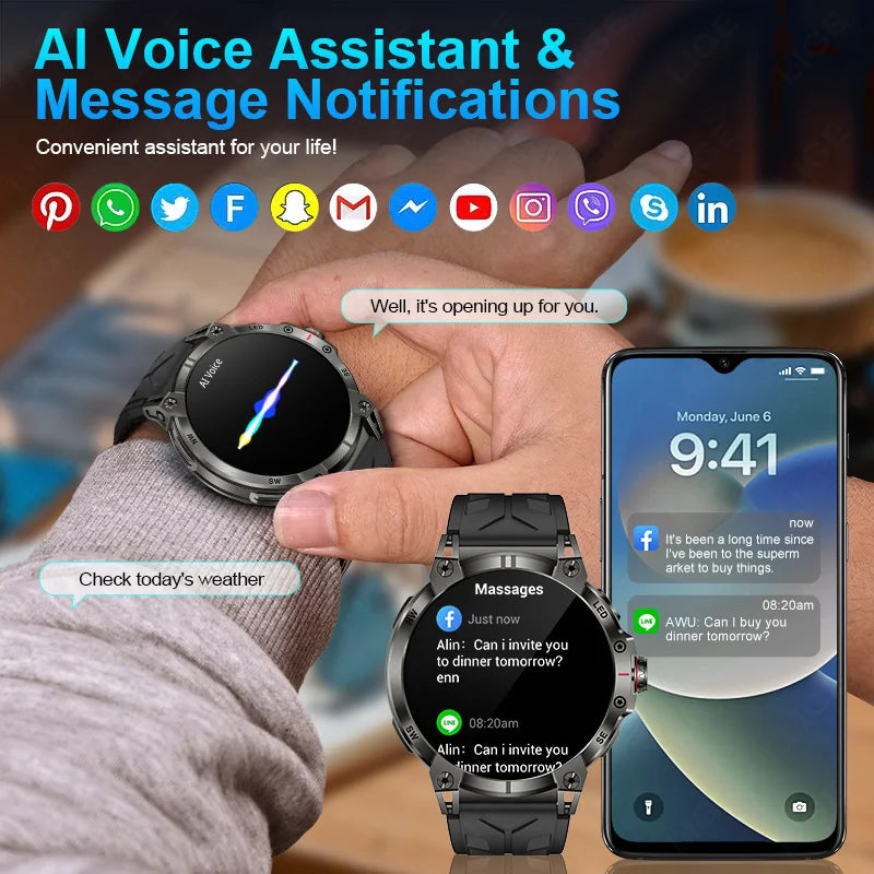 Xiaomi Military Smart Watch Men 760mAh Large Battery LED Flashlight Compass Smartwatch Heart Rate Waterproof Call Smartwatches