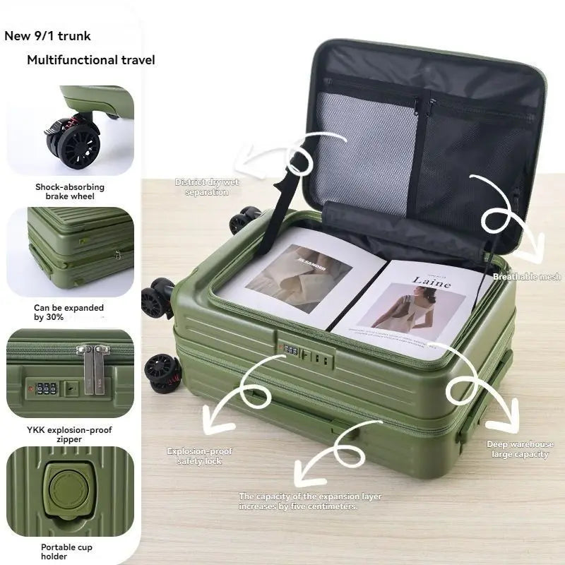19 minutes ago, the expandable zipper box with an open lid is 20 inches. It is a male suitcase and a travel suitcase for female