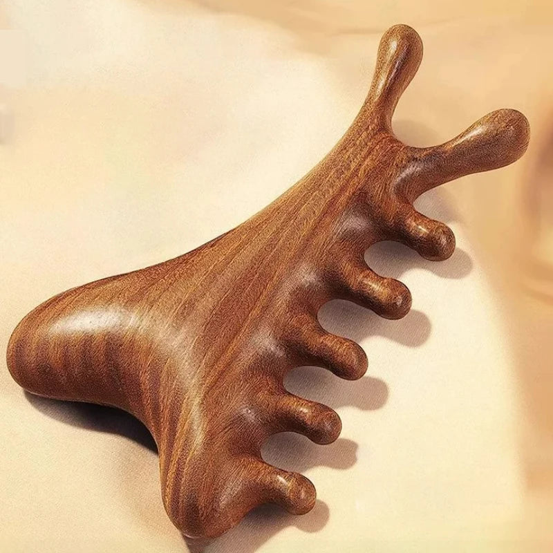 Head Body Massager Neck Face Health Care Massage Tool Meridian Scalp Four-in-one Sandalwood Comb  Massage Acupoint Nose Scraper