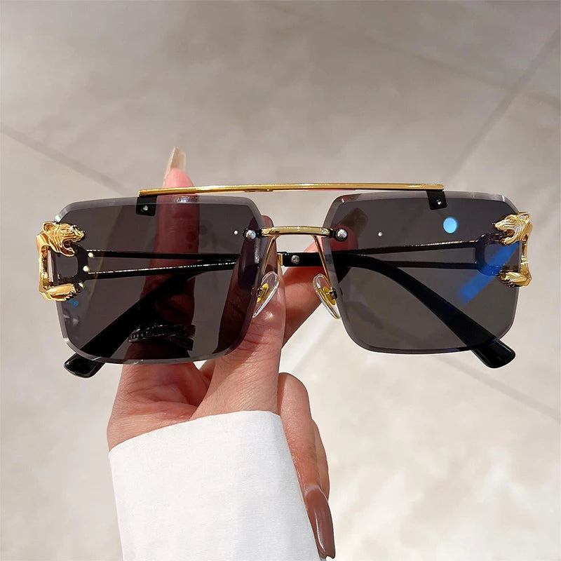 Rimless Sunglasses Oversized Square — Blue Gradient | KIMLUD