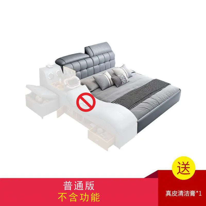 Intelligent massage tatami leather bed modern simple master bedroom storage double bed size apartment wedding bed