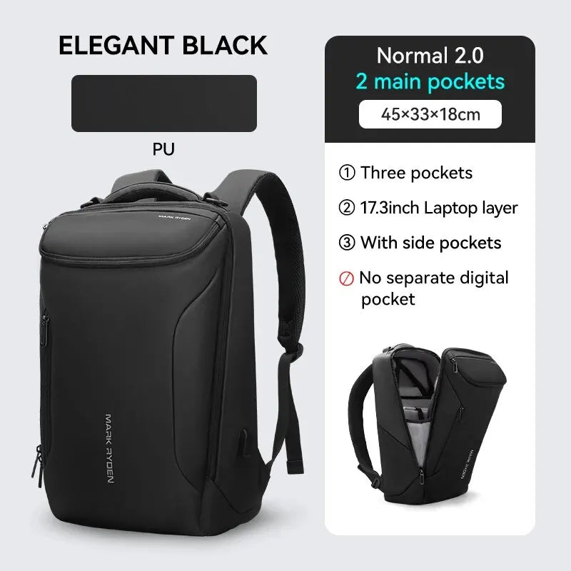 MARK RYDEN Business Backpack for Men Waterproof and Travel Laptop Backpack with USB Charging, Fits 17 Inch Laptop and Tech Gear