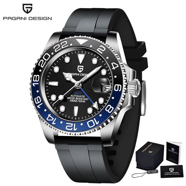 PAGANI DESIGN New NH34 Fully Automatic Mechanical Watch Men's Luxury Sapphire Glass 40MM Ceramic bezel GMT Watch 100M Waterproof