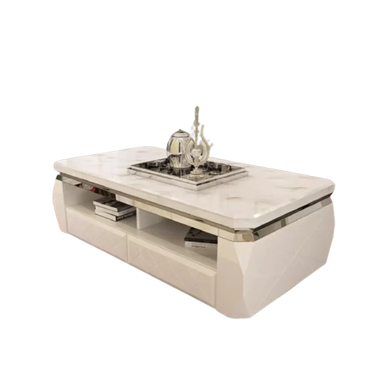 Nordic Coffee Table With Drawers And Hidden Storage — White | KIMLUD