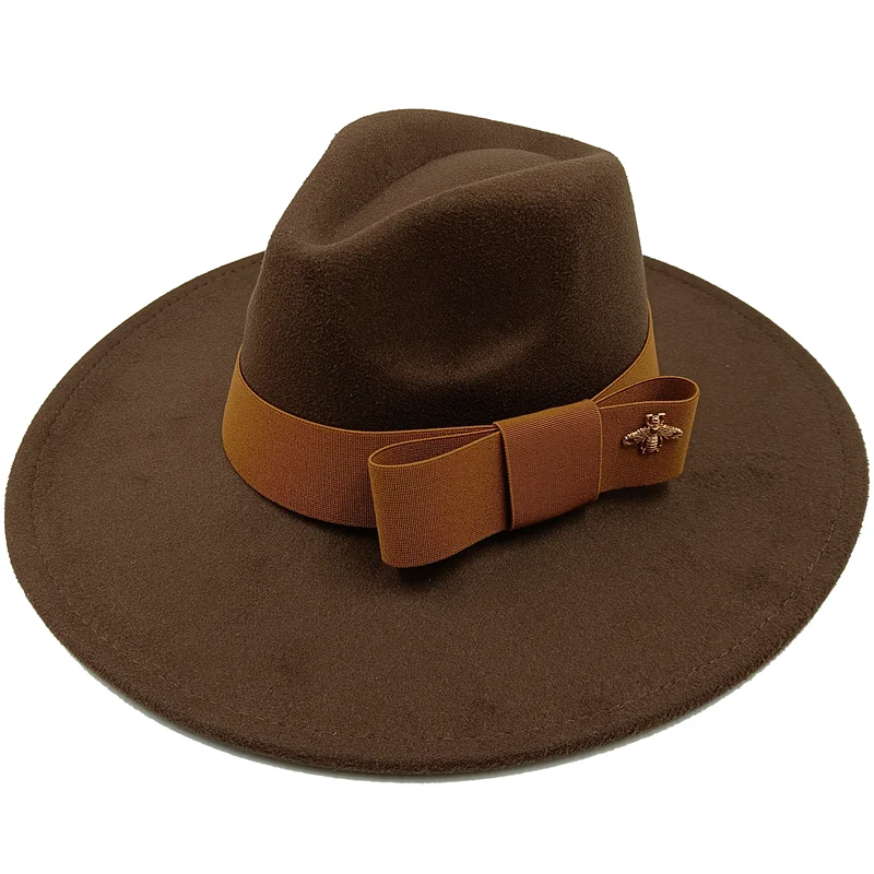 Low price wholesale Fedora hats Winter jazz monochrome bow elastic band men and women red jazz hats Fedora hats sombrero hombre - KIMLUD