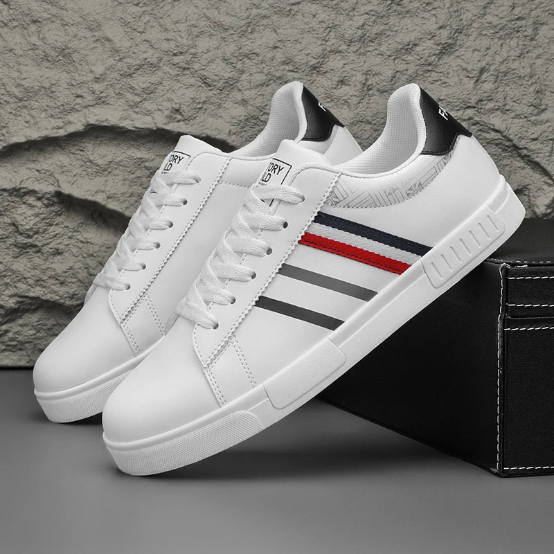Platform Sneakers Vulcanized Lace-Up Running Design With Personalization — White | KIMLUD