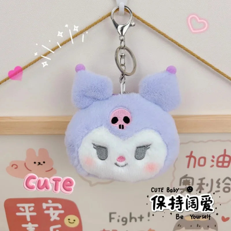 Sanrio Hello Kitty Plush Coin Purse Cartoon Keychain Bag Zipper Coin Wallet Storage Bag Key Earphone Pouch Decorations Girl Gift