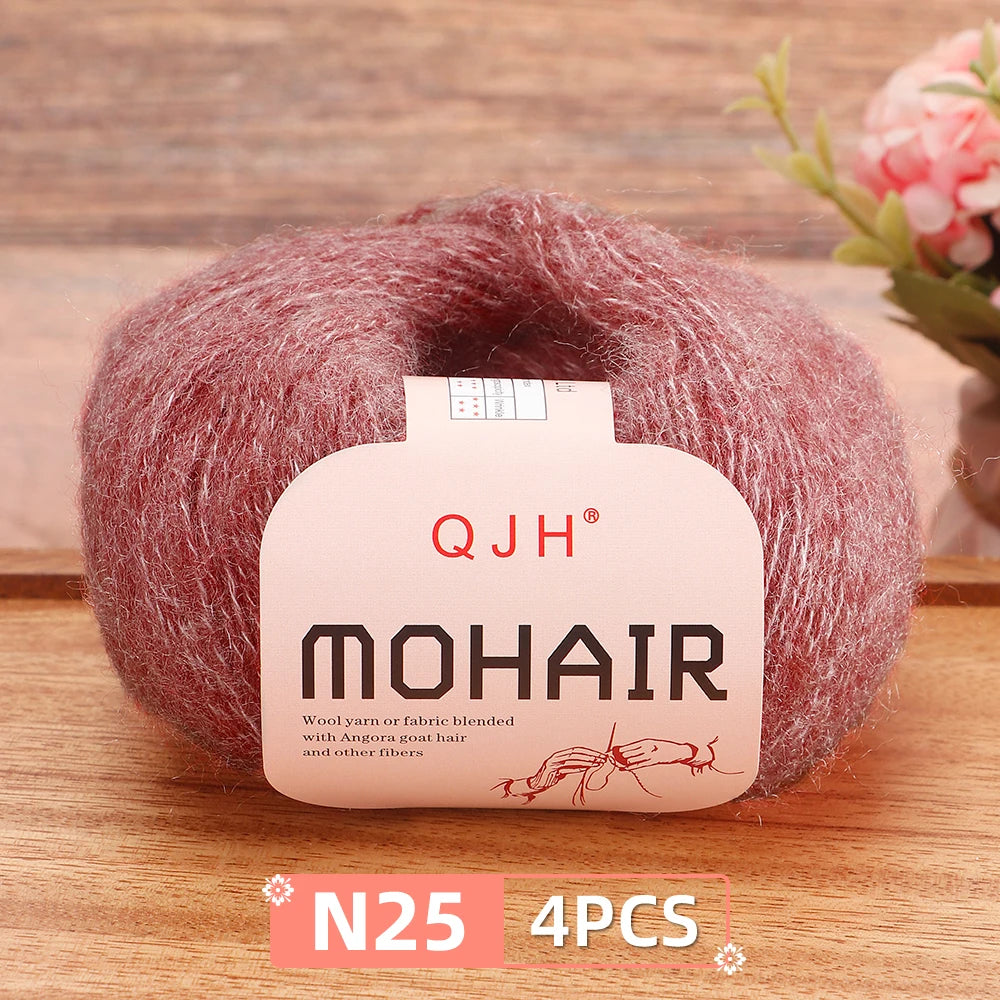 Mohair Yarn Set 4-Skein Bundle, 130m Each — Multicolor | KIMLUD