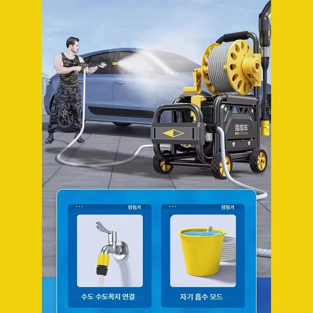 High-Pressure Car Wash Machine 250Bar 220V Foam Cannon With Adjustable Nozzles — Yellow | KIMLUD