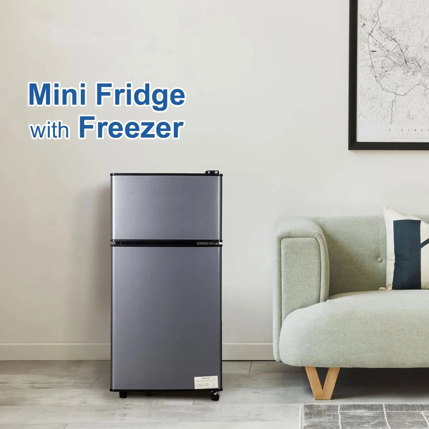 Stainless Steel Mini Fridge Double-Door — Stainless Steel | KIMLUD